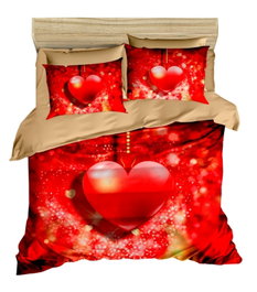 L'essentiel linge de maison Juego de Funda de Edredón Doble Rojo y Dorado